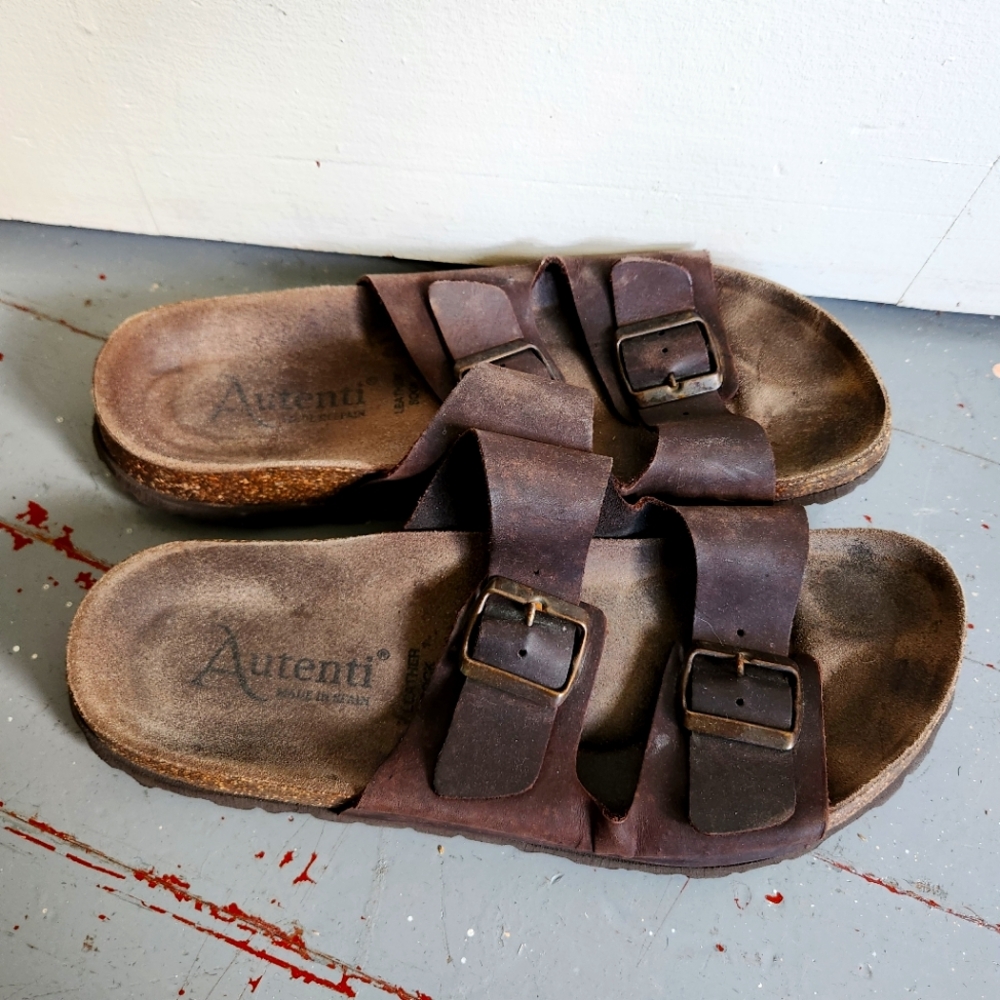 Leather Slide Sandals By Autenti Made In Spain Birkenstock Arizona Style